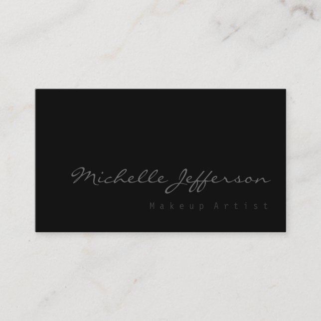 Makeup Artist Script Gray Black Business Card Visitenkarte (Vorderseite)