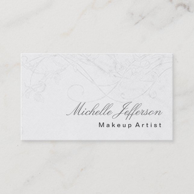 Makeup Artist Script Gray Muster Business Card Visitenkarte (Vorderseite)