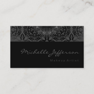 Makeup Artist Script Gray Muster Business Card Visitenkarte