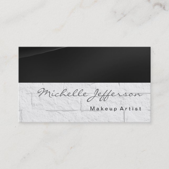Makeup Artist Script Gray Wall Brick Business Card Visitenkarte (Vorderseite)