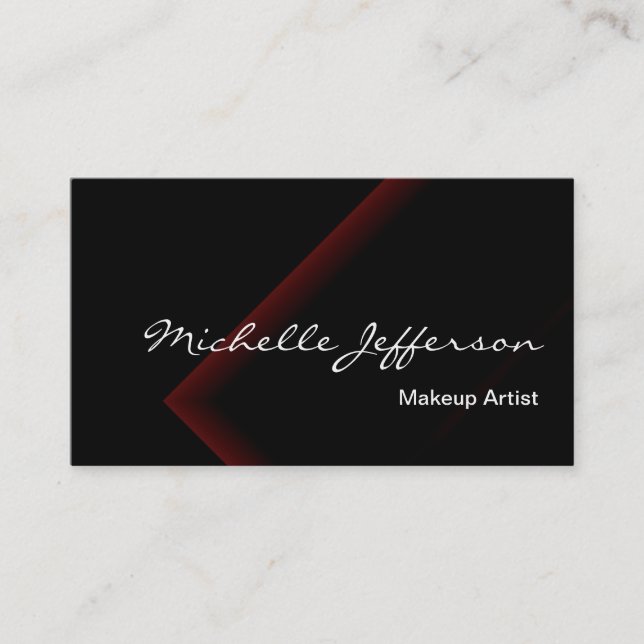 Makeup Artist Script Red Black Business Card Visitenkarte (Vorderseite)