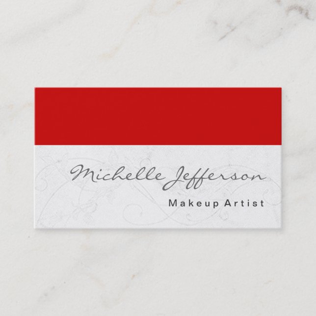 Makeup Artist Script Red Pattern Business Card Visitenkarte (Vorderseite)