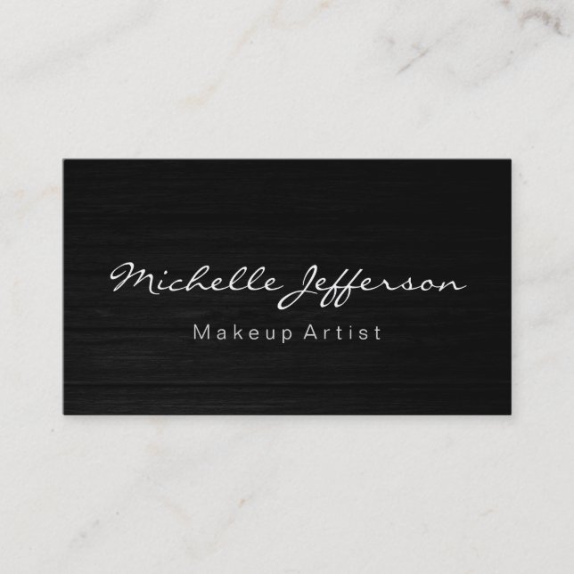 Makeup Artist Script Wood Effect Business Card Visitenkarte (Vorderseite)
