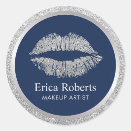 Makeup Artist Silberner Glitzer Runder Aufkleber