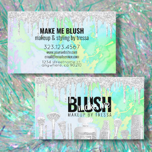 Makeup Artist Silver Glitzer Tropfen Hologram Marm Visitenkarte