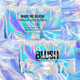 Makeup Artist Silver Glitzer Tropfen Holographic B Visitenkarte