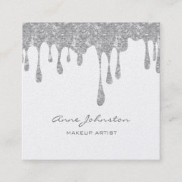 Makeup Artist Silver Glitzer und Sparkle Quadratische Visitenkarte