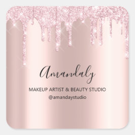 Makeup Artist Spark Glitzer Rose Tropfen Quadratischer Aufkleber