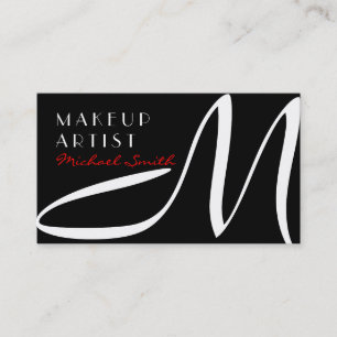 Makeup Artist Stilistisch Monogram Modern Black Visitenkarte