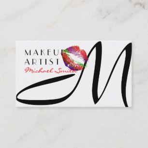 Makeup Artist Stilvolle farbenfrohe Lips Monogram Visitenkarte