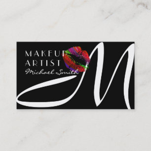 Makeup Artist Stilvolle farbenfrohe Lips Monogramm Visitenkarte