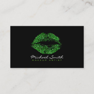 Makeup Artist Stilvolle Grüne Glitzer Lips Visitenkarte