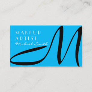Makeup Artist Stilvolle Monogram Modern Sky Blue Visitenkarte