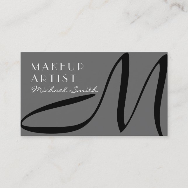Makeup Artist Stilvolle Monogram Moderne Dim Gray Visitenkarte (Vorderseite)