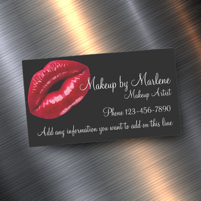Makeup Artist Stilvolle Red Lips Design Magnetische Visitenkarte (Von Creator hochgeladen)