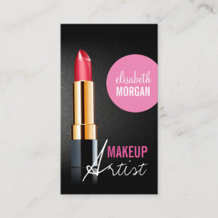 Makeup Artist - Stilvolle rote Lipstick Pink Beaut Visitenkarte