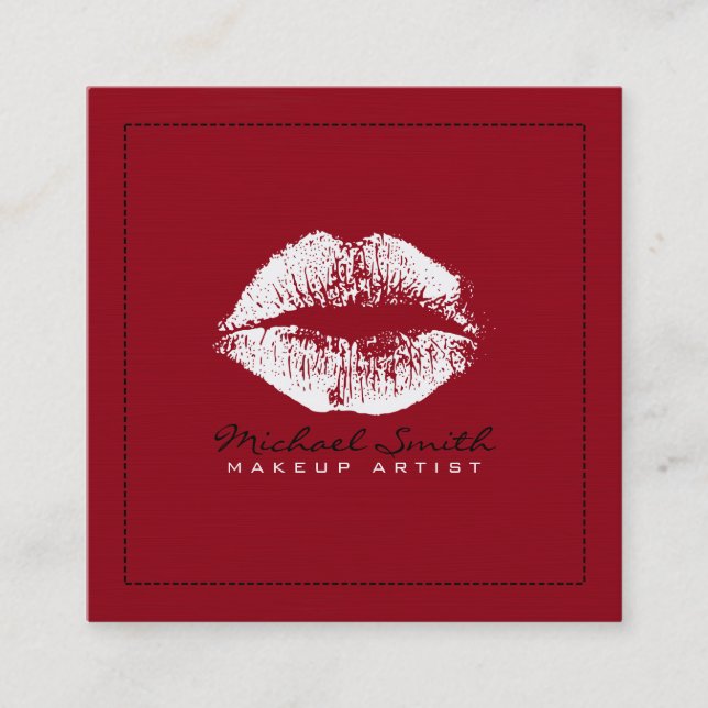 Makeup Artist Stilvolle weiße Lippen Modernes Deep Quadratische Visitenkarte (Vorderseite)