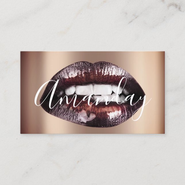 Makeup Artist Studio Brown Lips Logo QR Code Logo Visitenkarte (Vorderseite)