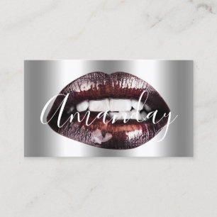 Makeup Artist Studio Silver Lip Logo QR Code Logo Visitenkarte
