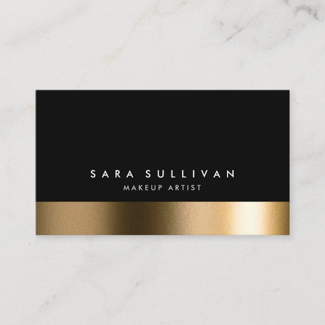 Makeup artist style Mode Beauty Bold Black Gold Visitenkarte (Vorderseite)