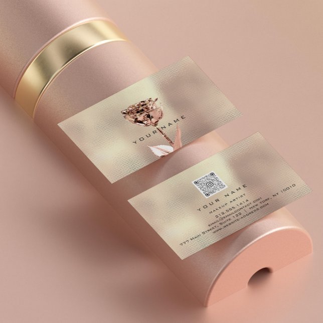 Makeup Artist Stylist Kupfer Rose Gold Pink QRCODE Visitenkarte (Von Creator hochgeladen)