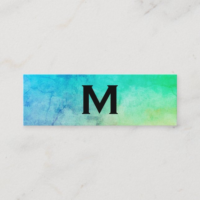 Makeup Artist Texture Watercolor Monogram Mini Visitenkarte (Vorderseite)