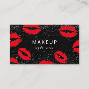 Makeup Artist Trendy Black Glitzer Rote Liften Visitenkarte