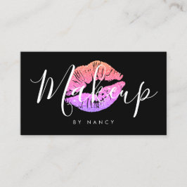 Makeup Artist Typografy Pink Glitzer Lippen Visitenkarte