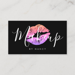 Makeup Artist Typografy Pink Glitzer Lippen Visitenkarte