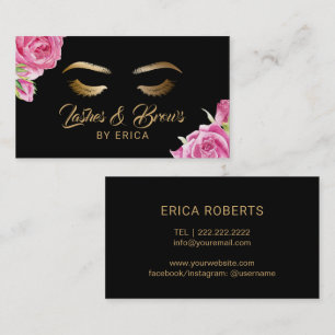 Makeup Artist Vintag Floral Lashes & Brows Visitenkarte