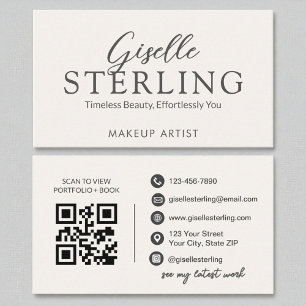 Makeup Artist White Script Modern QR Code Visitenkarte