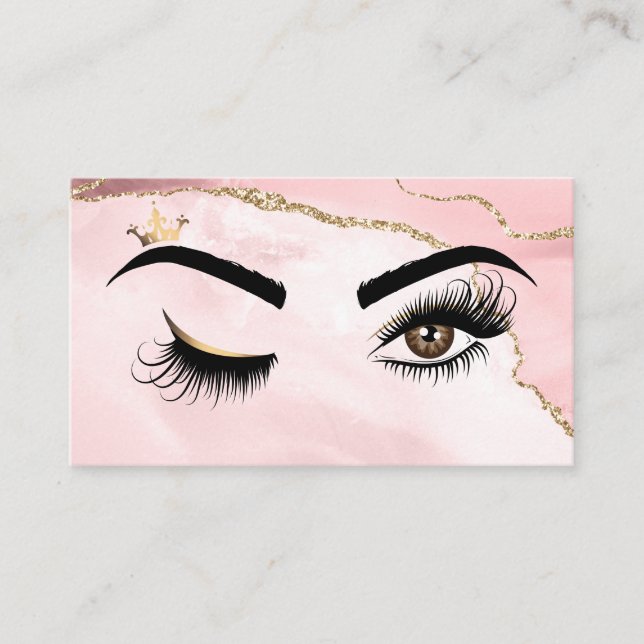 Makeup artist Wink Eye Beauty Blush Pink Agate Visitenkarte (Vorderseite)
