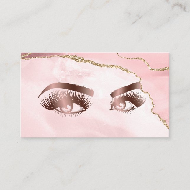 Makeup artist Wink Eye Beauty Blush Pink Agate Visitenkarte (Vorderseite)