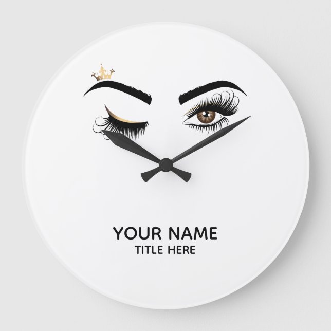 Makeup artist Wink Eye Beauty Salon Lash Extension Große Wanduhr (Vorderseite)