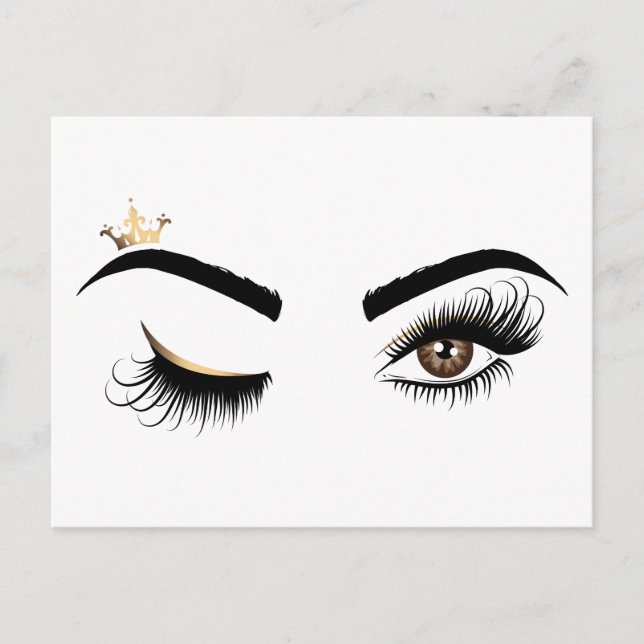 Makeup artist Wink Eye Queen Crown Lash Extension Postkarte (Vorderseite)