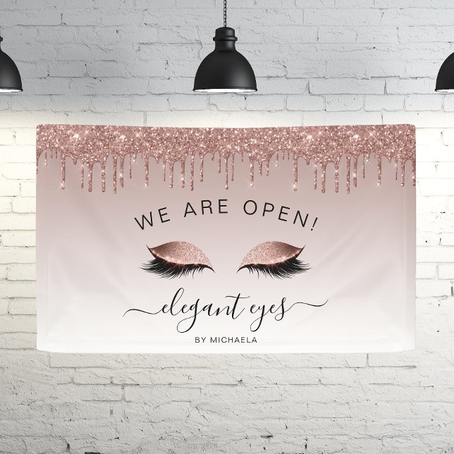 Makeup Artist Wir sind Open Rose Gold Glitzer Eyes Banner (Von Creator hochgeladen)