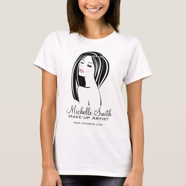 Makeup artist Woman konfrontiert lange Wimpern Bra T-Shirt (Vorderseite)