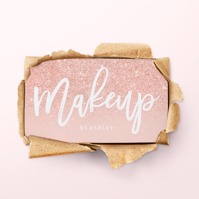 Makeup artistisch elegante Typografie rot Rose Gol Visitenkarte (Von Creator hochgeladen)