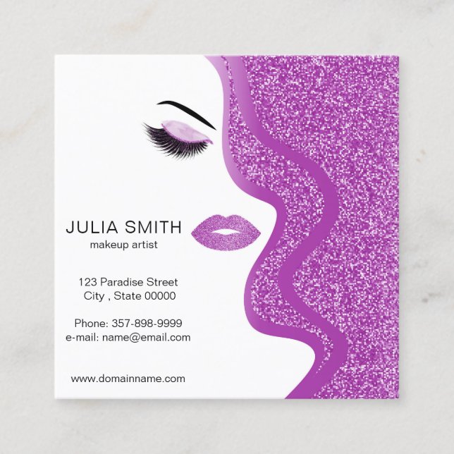 Makeup artistische Visitenkarte mit Glitzer-Effekt (Vorderseite)