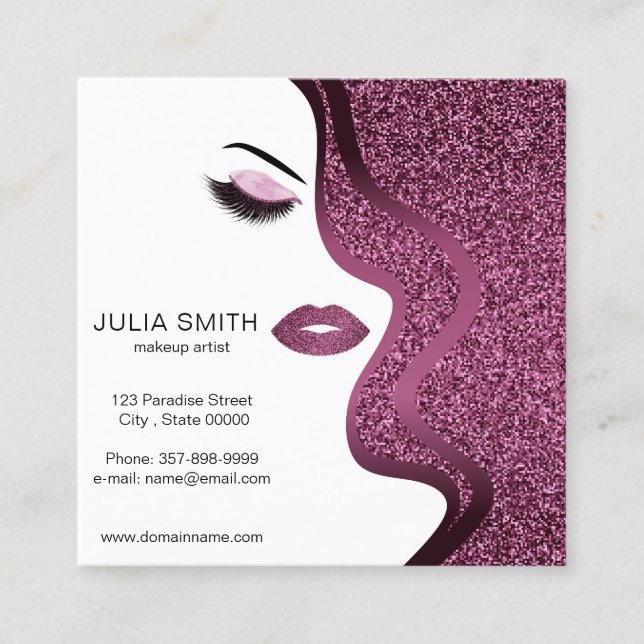 Makeup artistische Visitenkarte mit Glitzer-Effekt (Vorderseite)