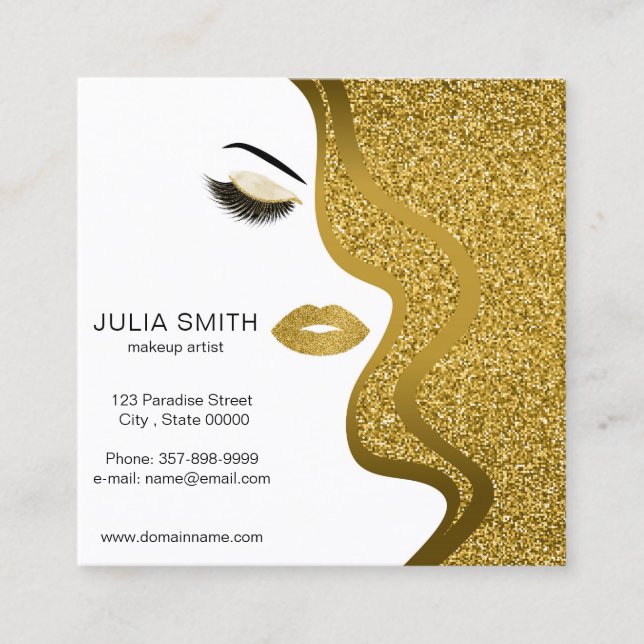 Makeup artistische Visitenkarte mit Glitzer-Effekt (Vorderseite)