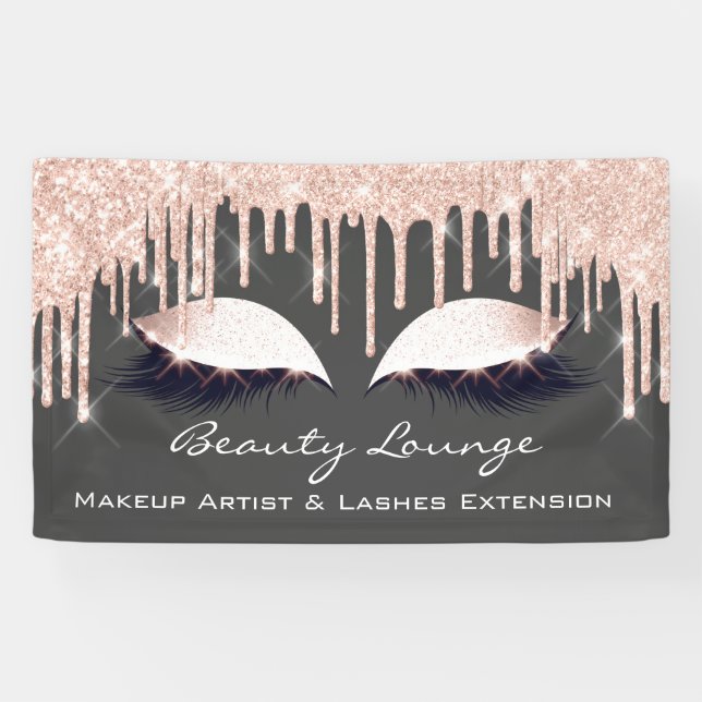 Makeup ArtistLashes Extension Rose Gold Gray Eyes Banner (Horizontal)