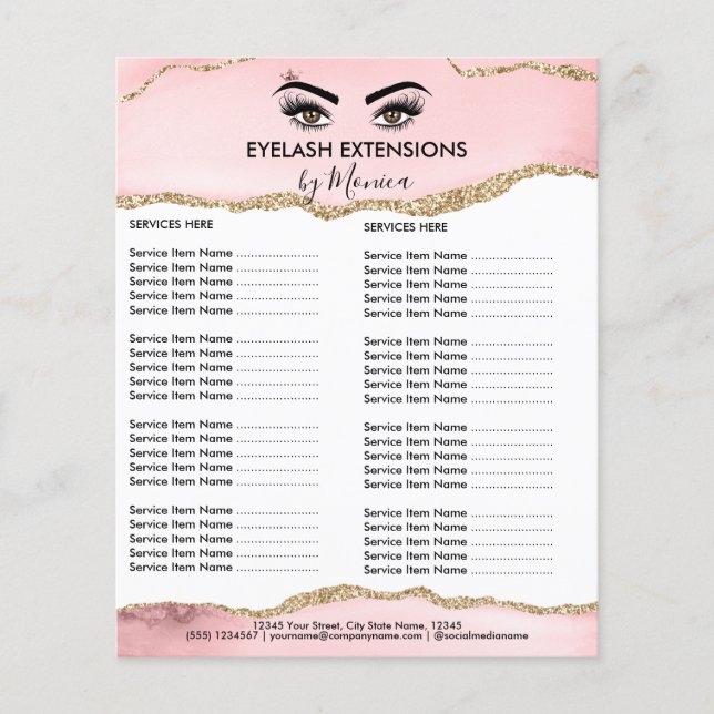 Makeup Beauty Lashes Salon Blush Pink Girly Modern Flyer (Vorne)