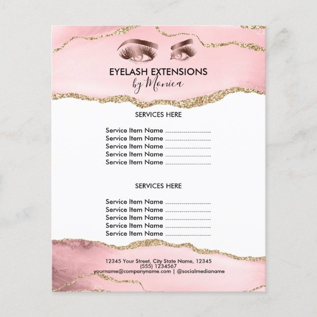 Makeup Beauty Lashes Salon Blush Pink Girly Modern Flyer (Vorne)