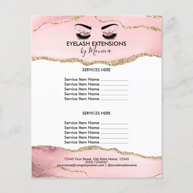 Makeup Beauty Lashes Salon Blush Pink Girly Modern Flyer (Vorne)
