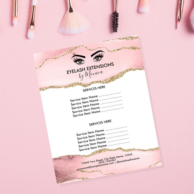 Makeup Beauty Lashes Salon Blush Pink Girly Modern Flyer (Von Creator hochgeladen)