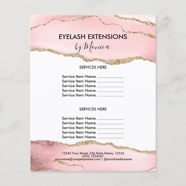 Makeup Beauty Lashes Salon Blush Pink Girly Modern Flyer (Vorne)