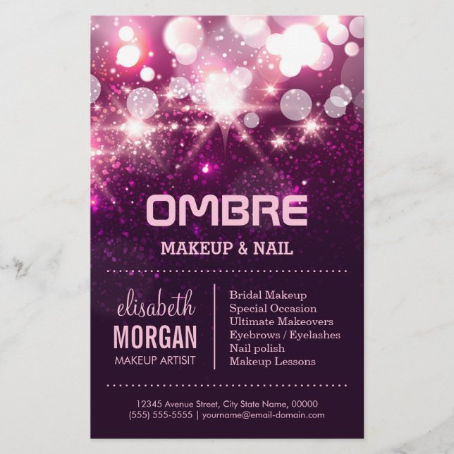 Makeup Beauty - Rosa Glitzer Glitzern Flyer (Vorne)