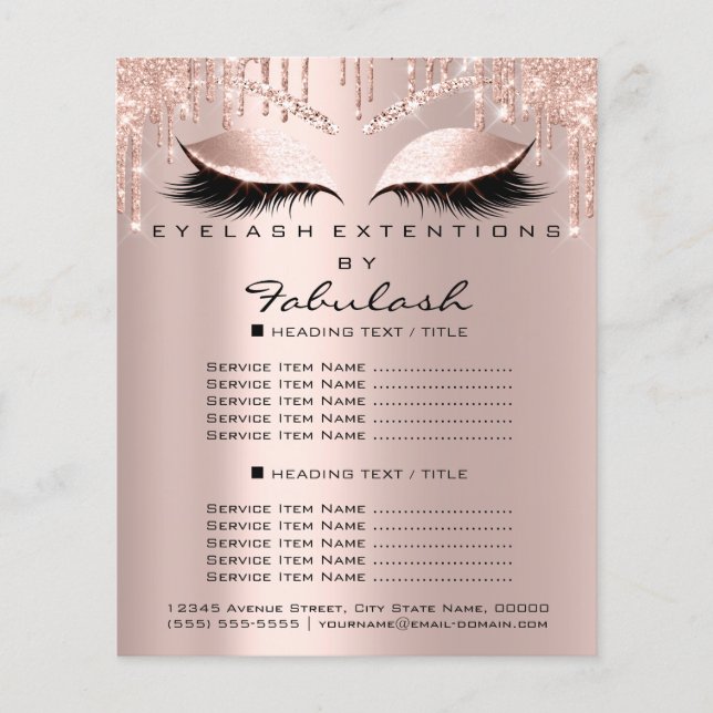 Makeup Beauty Salon Brown Glitzer Flyer Spark Lash (Vorne)