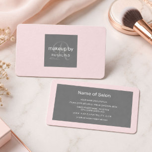 Makeup Beauty Salon Einfach rosa Grau Monogram Visitenkarte